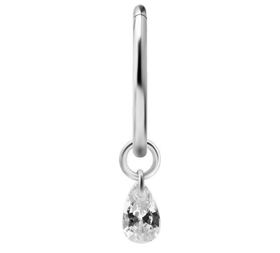Tytanowy Charms - Cyrkonia- Srebrny - D-027