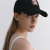 SALTYFLOWER Red Ribbon Embroidered Signature Cap Black