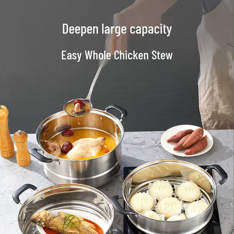 HuiXun 304 Edelstahl Mehrschichtiger Dampfkochtopf