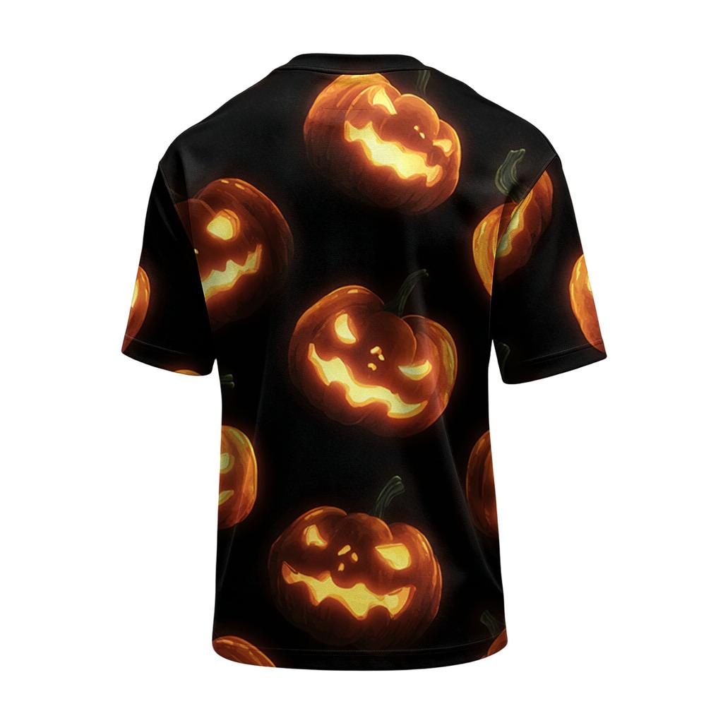 Men's Casual Short Sleeve Lightweight Breathable Crew Neck T-Shirt Halloween Pumpkin Print Pattern Comfortable Fit