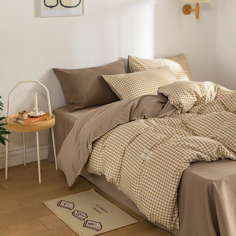 Japan Plaid Queen Duvet Cover Set 220x240 High-quality Soft Skin-friendly Bedding Set King Size Quilt Cover Pillowcases