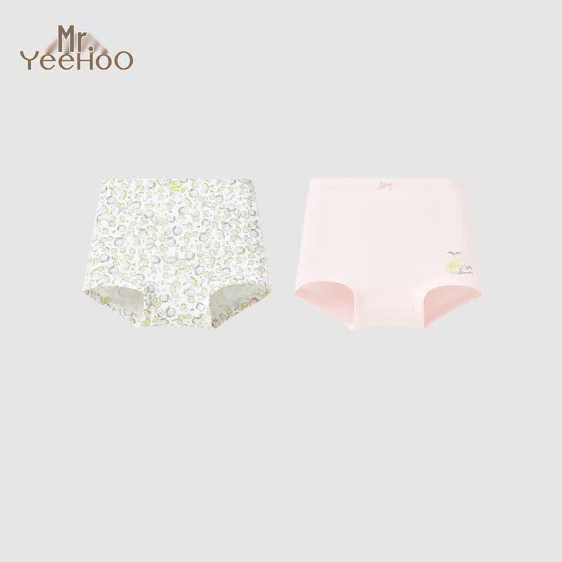 YEEHOO Girls' Modal Antibacterial Floral Lemon Boxer Briefs 2-Pack