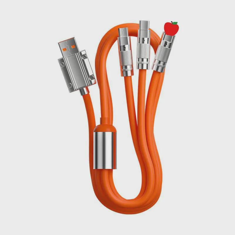 JIKE 120W 3-in-1 Super Fast Charging Cable for Apple, Huawei, Type-C, Android Devices