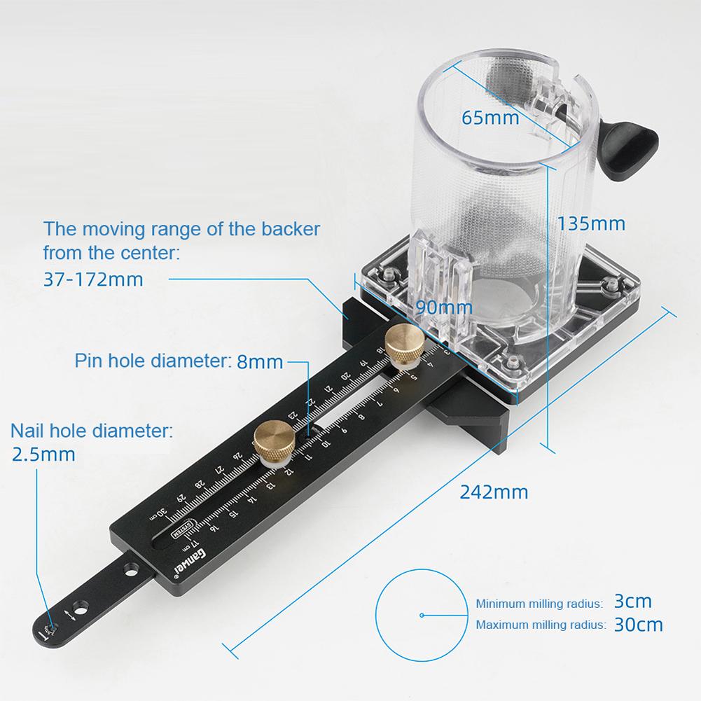 GanWei Aluminium Alloy Woodworking Electric Trimming Machine Circle Cutting Jig Wood Router Milling