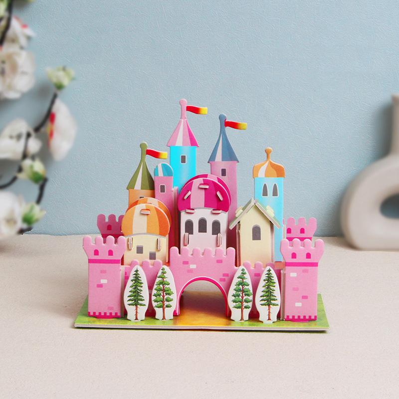 Cartoon Castle Building Model Paper Cardboard 3D Jigsaw Puzzle for Kids Handmade DIY Educational Toys Gifts
