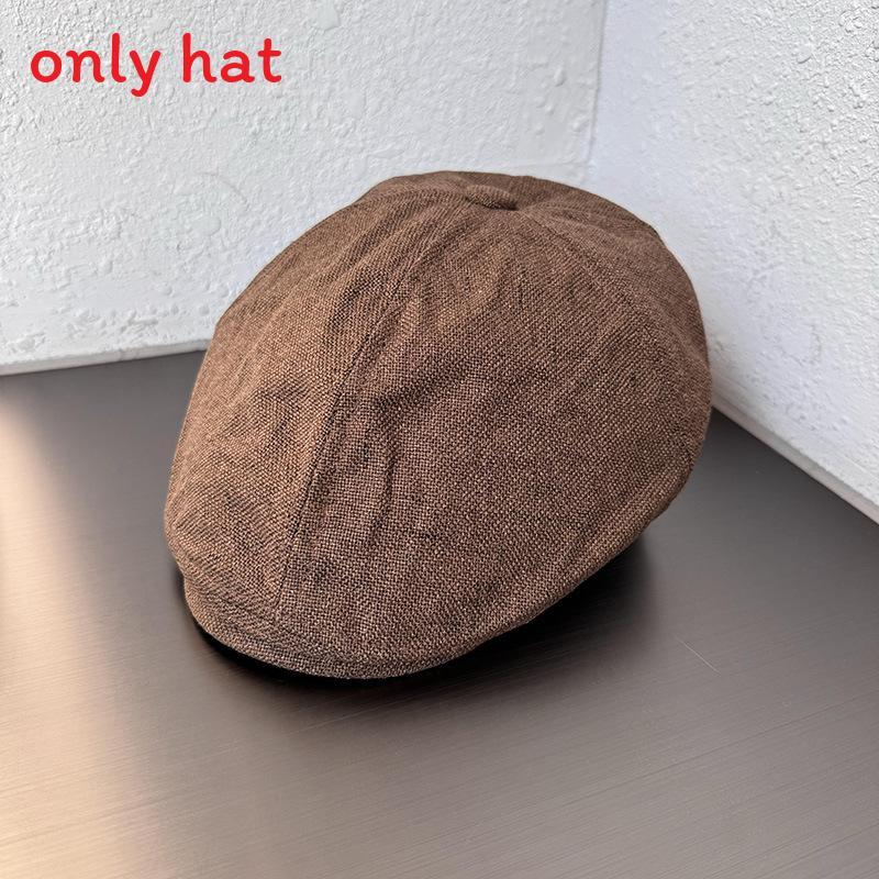 Simple Solid Color Cotton Linen Neutral Casual Beret For Autumn Casual Looks