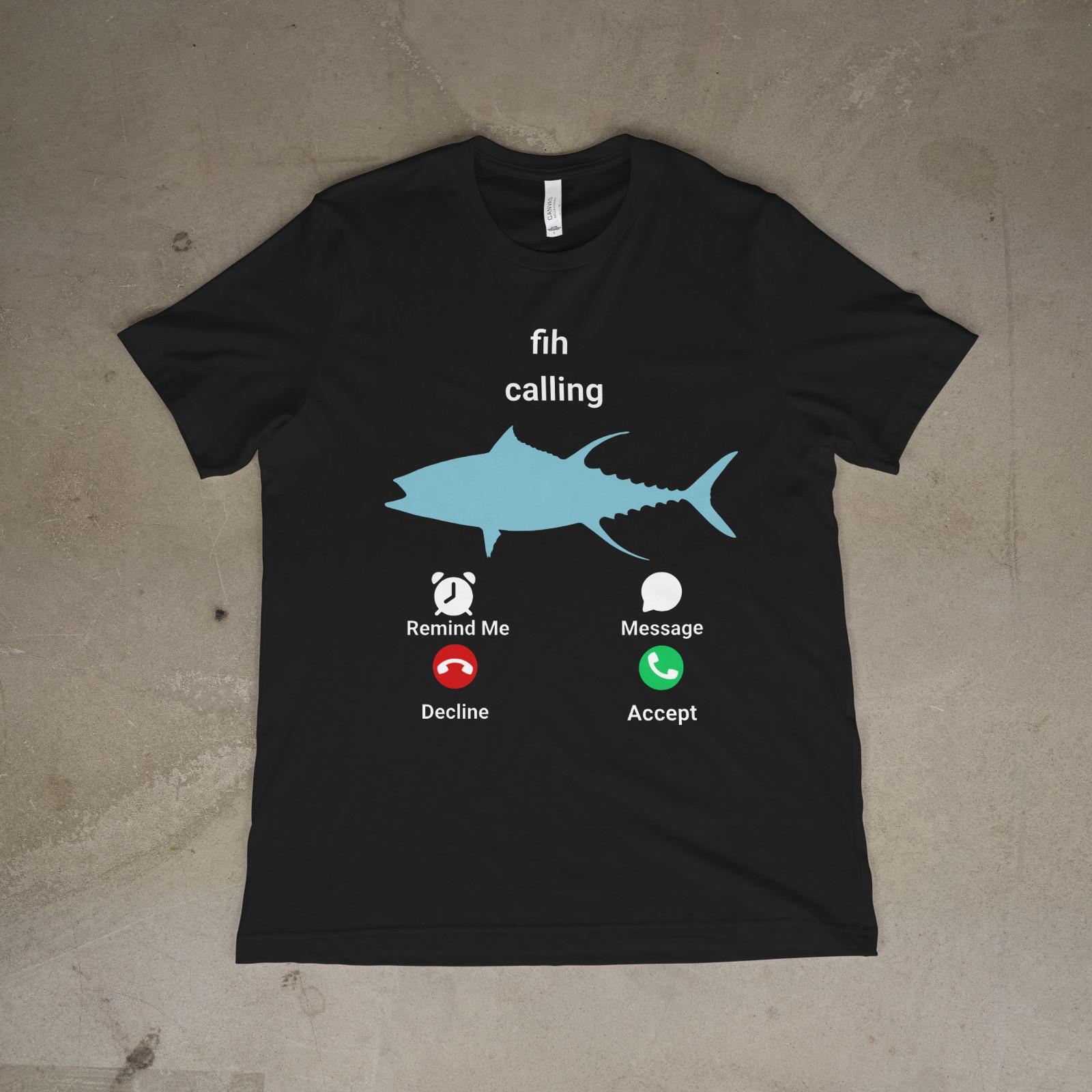 Fih Calling Funny Fish Phone Call Meme Graphic T-Shirt 4XL