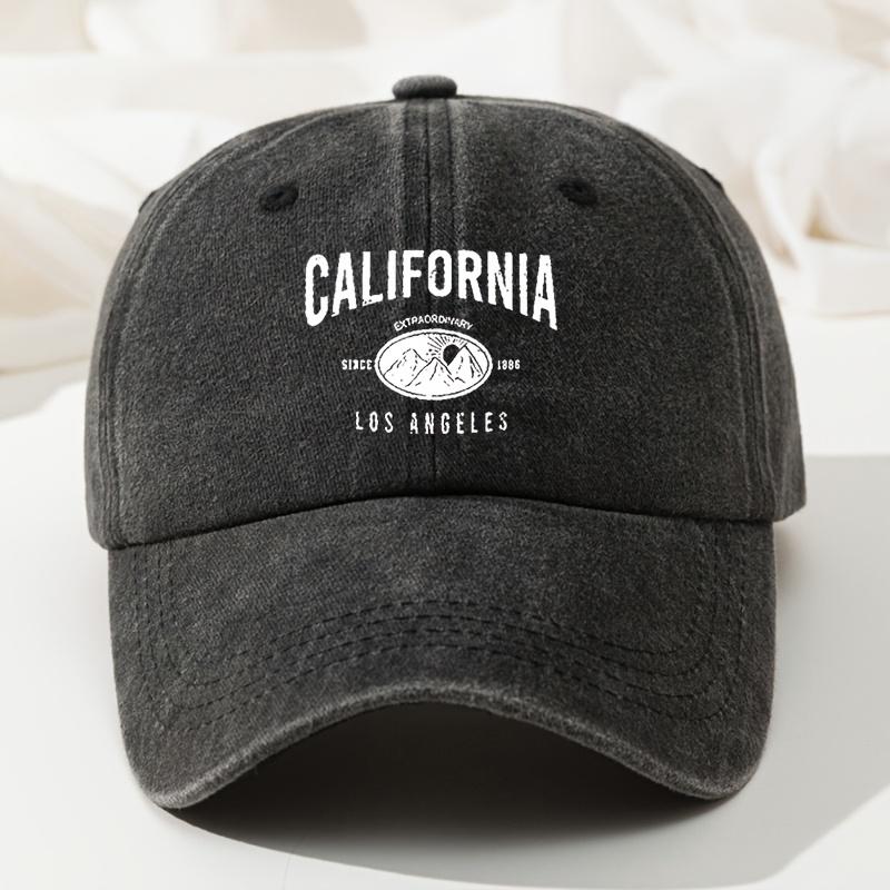 Baseball Hat Outdoor Casual Running Cap Retro Washed Casual Curved Brim Letter Print Baseball Cap
