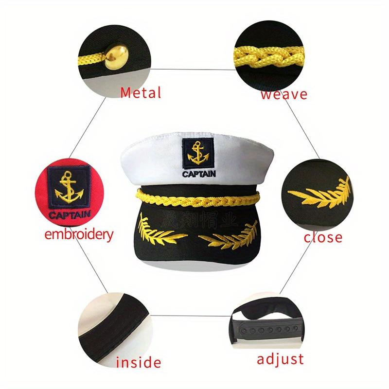 Adult Sailor Captain Hat - Cosplay, Adjustable Unisex Party Costume Headwear Accessory for Masquerade and Events, Nautical Theme