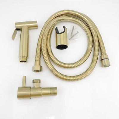 Stainless Steel Gold Brushed Toilet Bidet Spray Wc Bathroom Shower Head Sprayer Set Douche Handheld Water T Valve Hose Kit