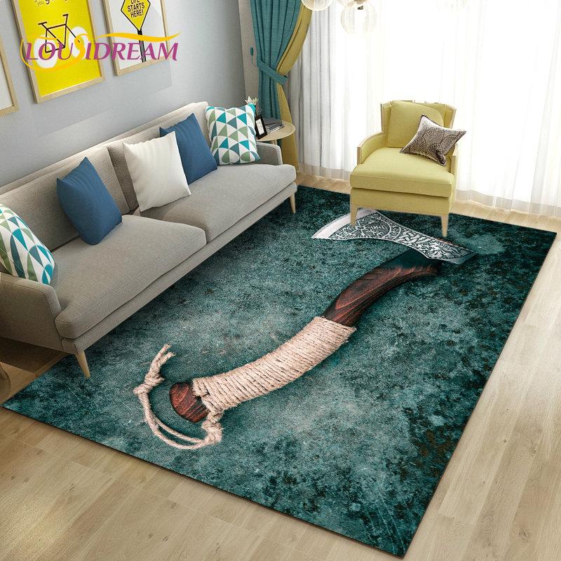 Vikings Nordic Mythology Series Area Rug,Carpet Rug for Living Room Bedroom Sofa Doormat Decoration,Kid Play Non-slip Floor Mat