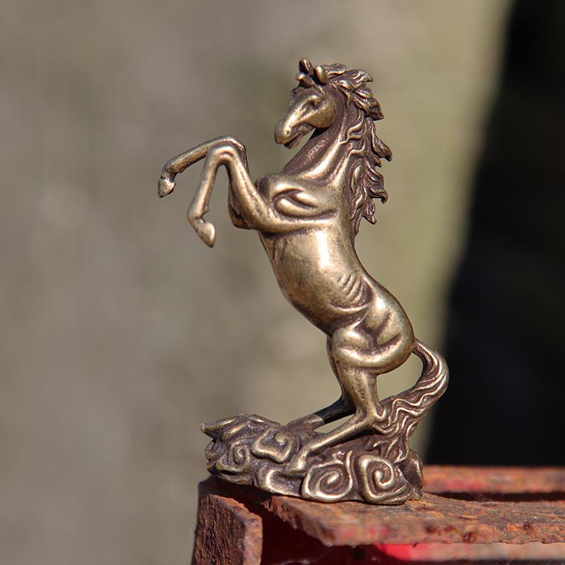 Vintage Měděný Zvěrokruh Kůň Malá Soška Feng Shui Ozdoby Mosazné Šťastné Zvíře Miniatury Figurky Stolní Dekorace Řemesla