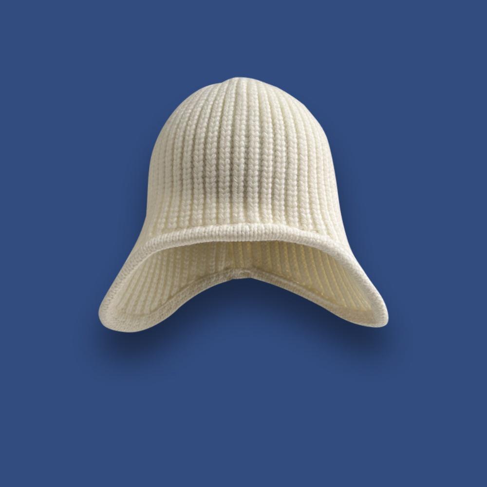 Casual Versatile Winter Knitted Hat Ear Protection Warm Overhead Cap Solid Color Coldproof Earflap Hat for Women