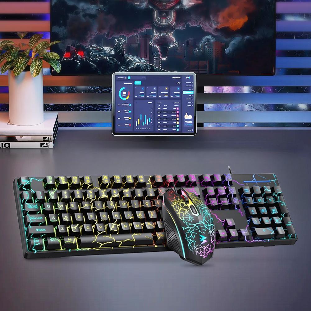 Wired USB Gaming Keyboard and Mouse Ergonomic Keyboard RGB Backlit Computer Keyboard 1.4M Compact PC Keyboard for Laptop Desktop