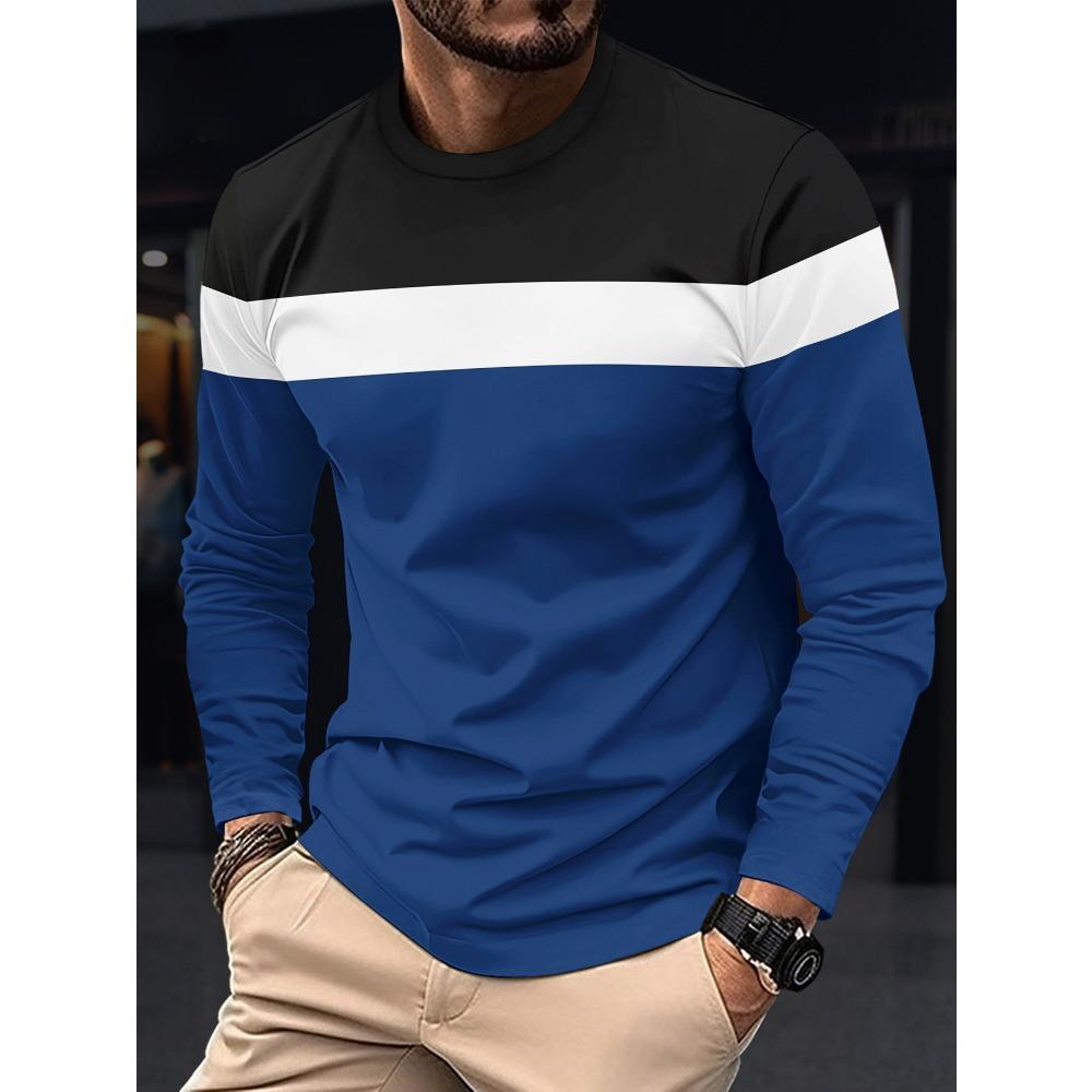 New Men's Casual Round Neck T-shirt Breathable, Comfortable, and Fashionable Long Sleeved T-shirt Trend Versatile Casual Tops