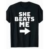 European Sizes Plus Size Men's "She Beat Me" Fun T-Shirt - Short Sleeves, Loose Fit, Breathable and Comfortable In All Seasons