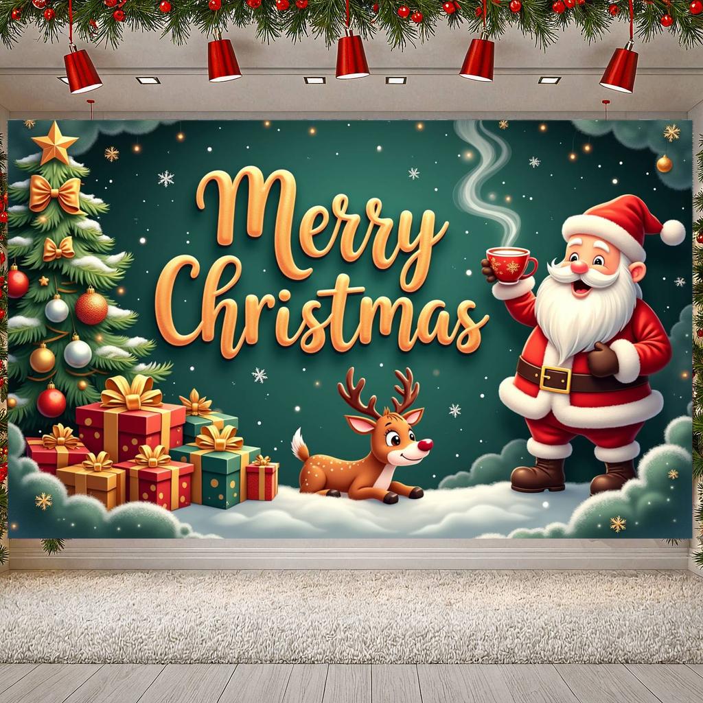 Xmas Banner Christmas Tree Decor Merry Christmas Banner Christmas Party Banner Santa Claus Design For Holiday Gathering Home