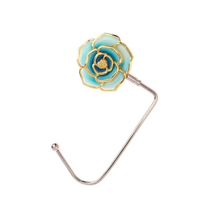 Elegant Gradient Rose Bag Purse Hook Portable Handbag Hanger Fashion Foldable Table Hook Organizer Desk Side Hooks