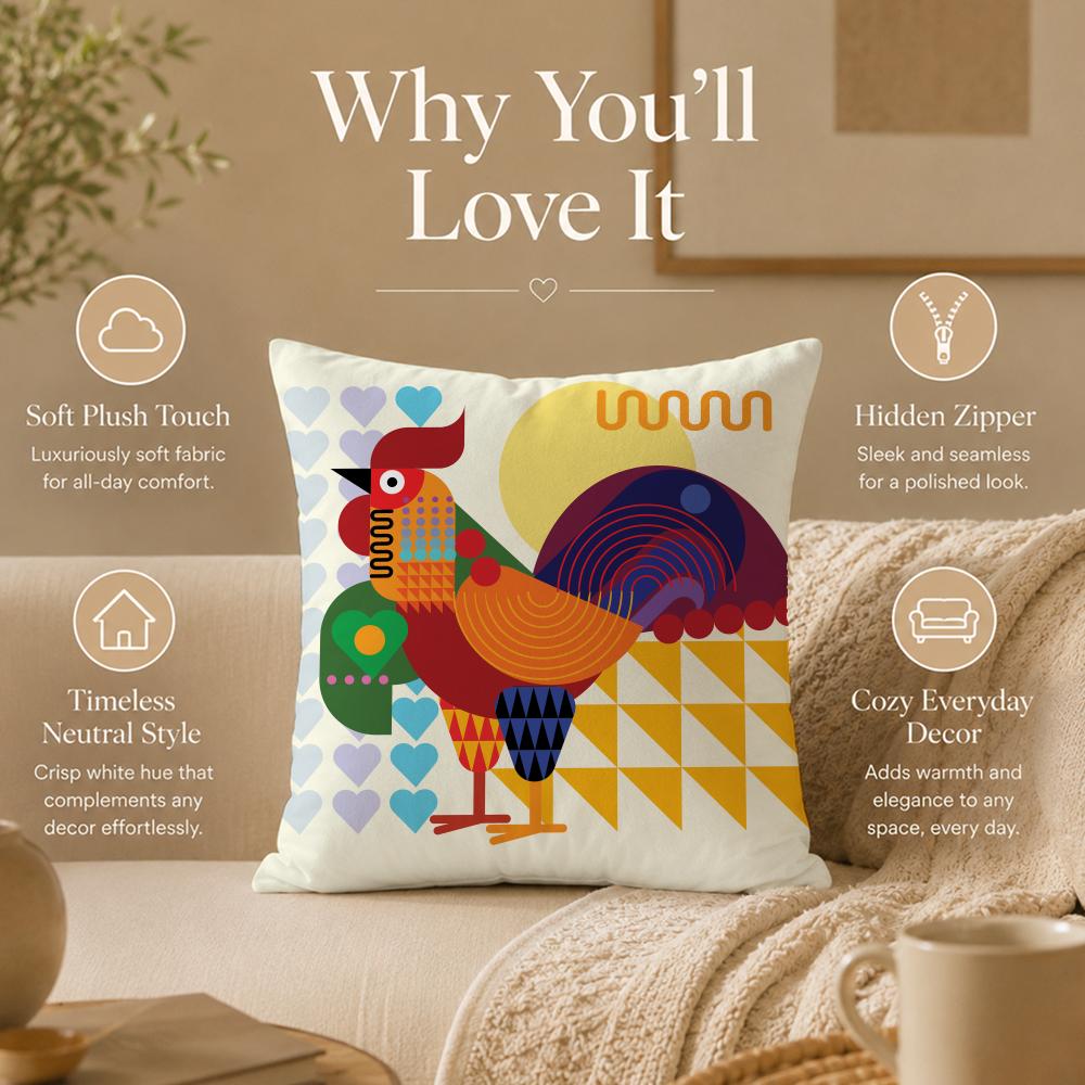 Art R-Rooster DoodleS Cushion Cover Double-Sided Printed Pillow Cover Hypoallergenic Dust-Mite Proof