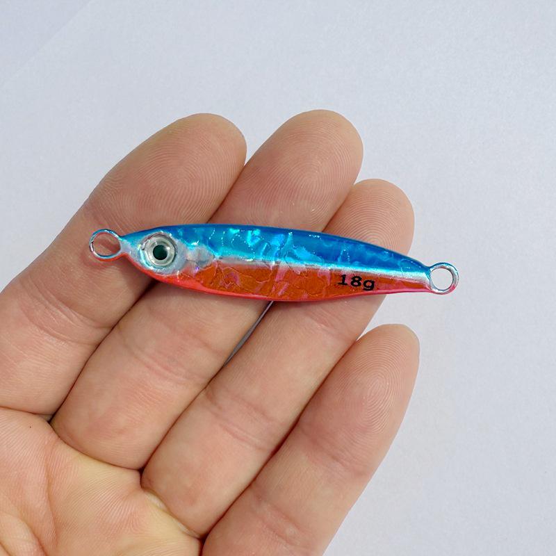 Luminous Blue Knife Iron Plate Lure with Double Hooks for Long Casts, Sea & Freshwater Fishing.