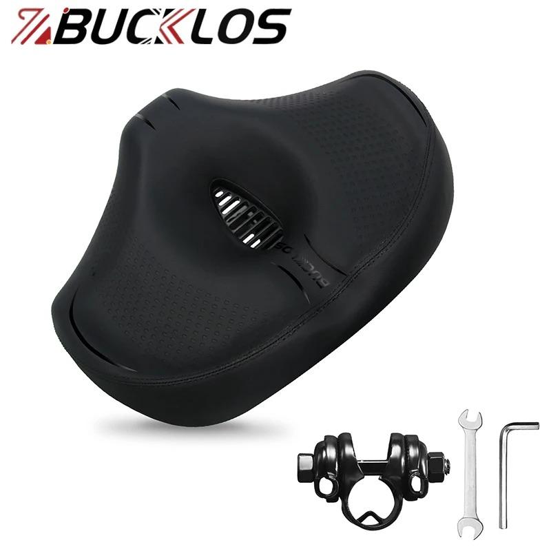 BUCKLOS Ergonomic Bicycle Widen Saddle Thicken Comfortable Road Mountain Bike Noseless Saddle Oversized Bicycle Seat Bike Parts Leather