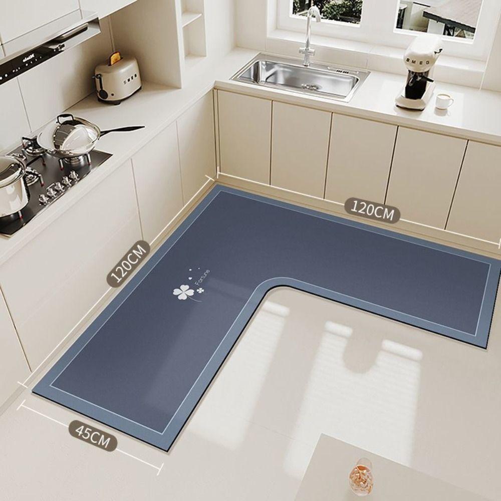 L-Shaped Bathroom Mat Anti-slip Kitchen Corner Carpet Luxury Kitchen Rug  For Home Corner