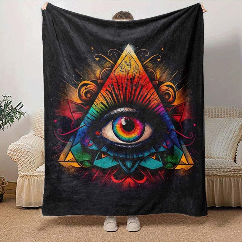 1pc Eye Printing Lightweight Flannel Blanket, Comfortable and Warm Blanket, for Camping Sofa Bed and Couch Office, Suitable for Gift Blankets