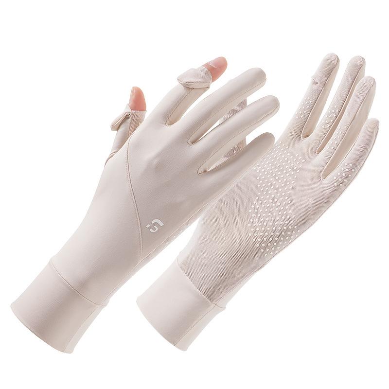 UV Protection Gloves Ice Silk Driving Summer Cycling Flip-Top Touchscreen Anti-Slip Breathable Mesh Long Stretchable Sun Gloves