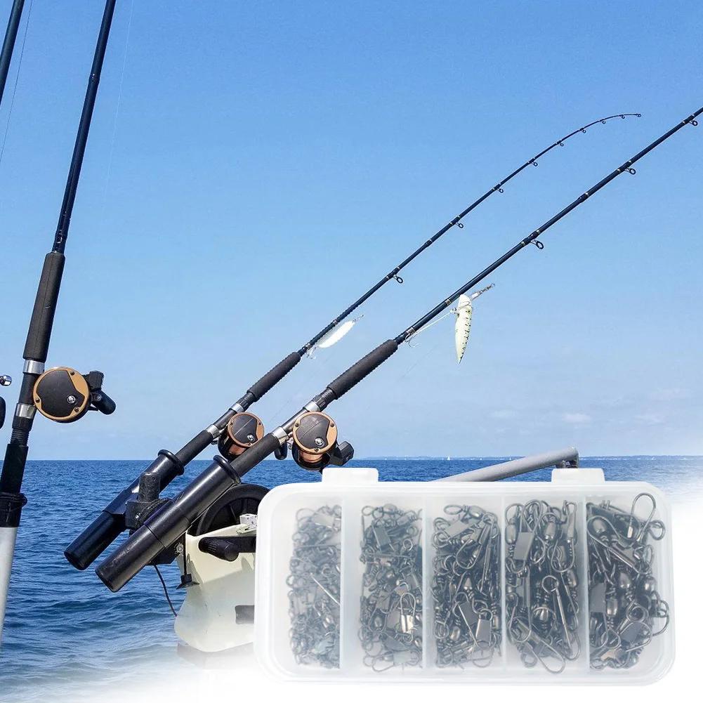200 PCS Stainless Steel Fishing Snap Swivel High Strength Barrel Swivel Fishing Swivels Snaps for Freshwater Fishing