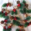 10pcs Artificial Floral Decor Christmas Pine Cone Pine Cone DIY Home Pine Needle Berry Stem Red Christmas Berry