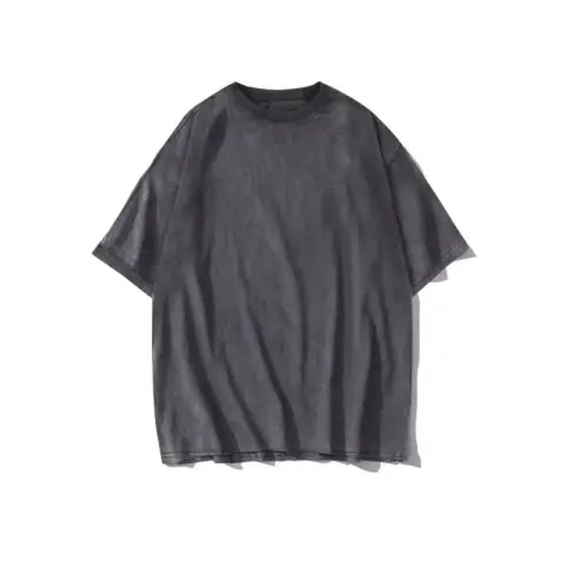 

Plus Size Ladies European Hip Hop Dark Abstract Phantom Washed Old Retro Pure Cotton Extra Large Size 300 Short Sleeve Loose T-shirt Washed Black [solid color without pattern]] XL