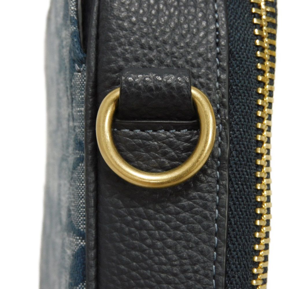 Used 9726 Stanton Crossbody Bag C8235 7921, Excellent Condition, Denim and Pebble Leather, All-Over Print Signature