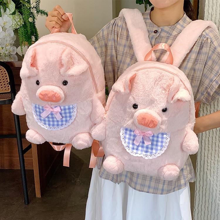 Schoolbag Cute Piggy Plush Backpack Female 1011 New Cartoon Soft Girl Versatile Student Schoolbag Backpack
