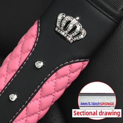 1 Diamond-encrusted Blingbling Metal Crown Faux Sheepskin Automotive Supplies Seat Belt Shoulder Strap Cover Automotive Supplies