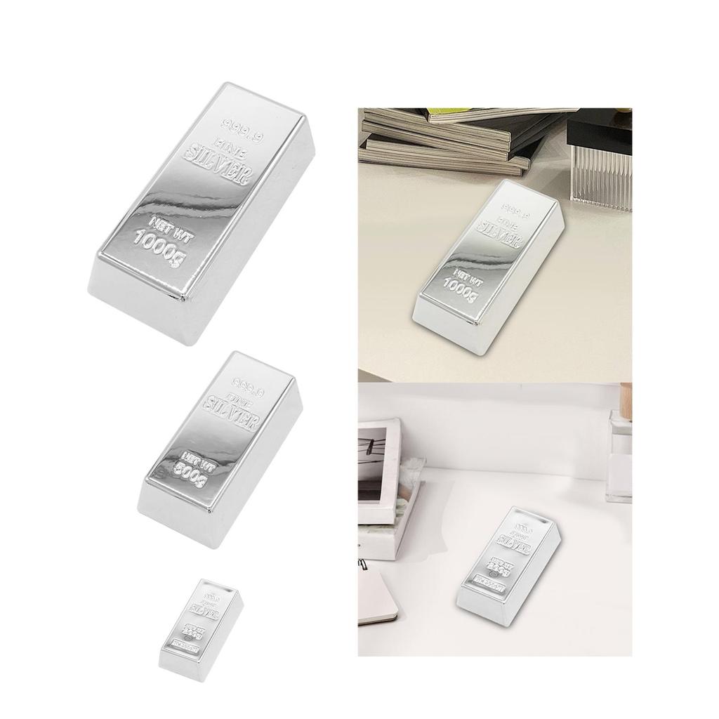 Fake Silver Bullion Realistic Silver Bar Simulated Silver Brick for Funny Gifts Halloween Party Favor Home Decor Holiday