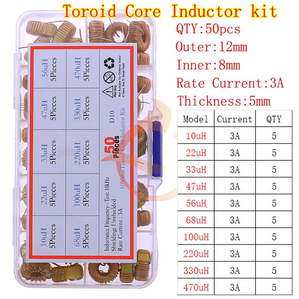 2.2uH 3.3uH 4.7uH 6.8uH 10uH 22uH 47uH 68uH 100uH 220uH 1mH 4.7mH 10mH 100mH Toroid Core Choke Color Ring Inductor Assorted Kit