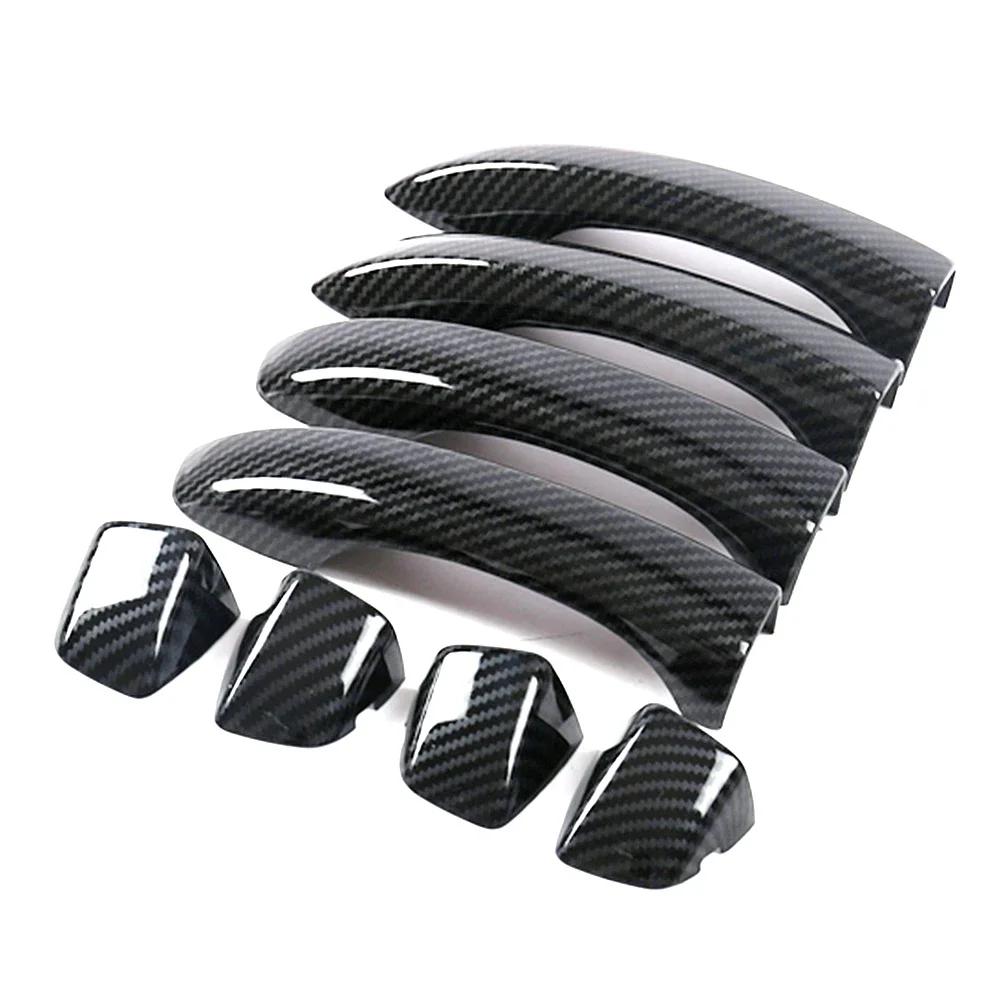 For MG HS 2018   Carbon Fiber Printed Exterior Door Handle Cover Moulding Frame Bezel Car Sticker No Smart Handle