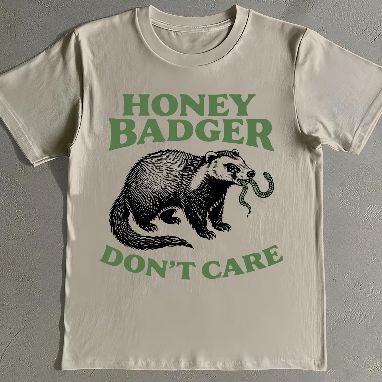 Honey Badger Don t Care Shirt: Savage Attitude, Funny Animal Tee L