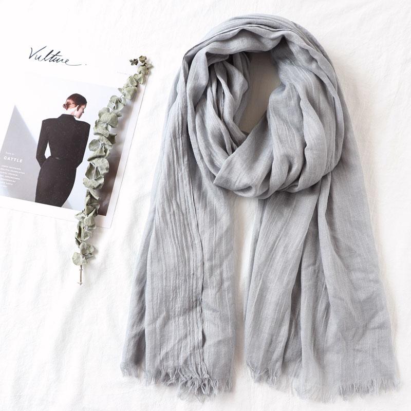 105*190cm One Piece Women Oversize Solid Plain Scarf Shawls Head Wraps Viscose Cashmere Muslim Frayed Hijabs Pashmina