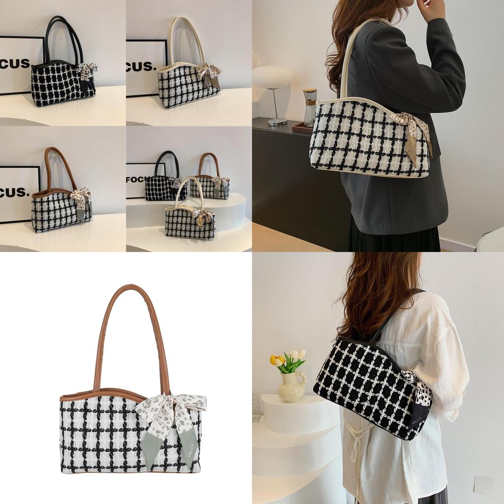Stylish Korean Large Capacity Tote Bag For Women With Trendy Checkered Design For Spring Summer 2024