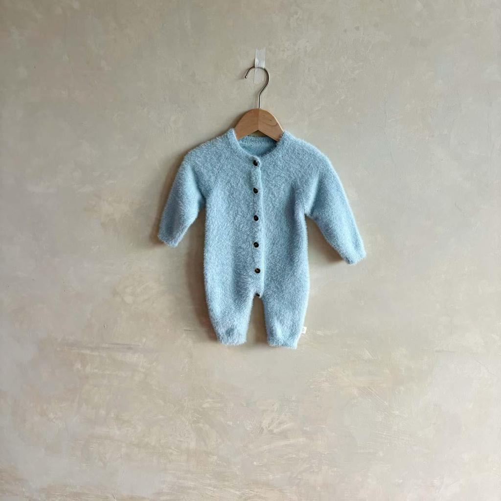 Infant Plush Knit Romper - Warm, Long Sleeve Sweater for Newborn Baby Boys & Girls