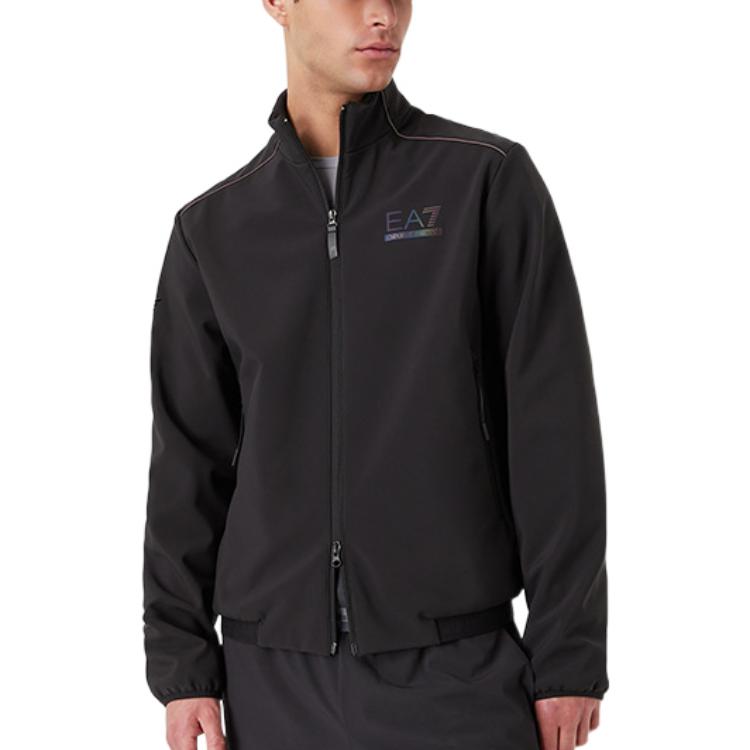 Emporio Armani FW22 Solid Color Minimalist Zip Stand Collar Long Sleeve Jacket Men Jackets Black 6LPB29-PNAYZ-1200