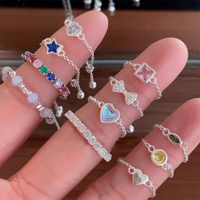 Dopamine Stylish Colorful Zirconia Adjustable Ring For Women With Unique Geometric Design And Colors Eyecatching