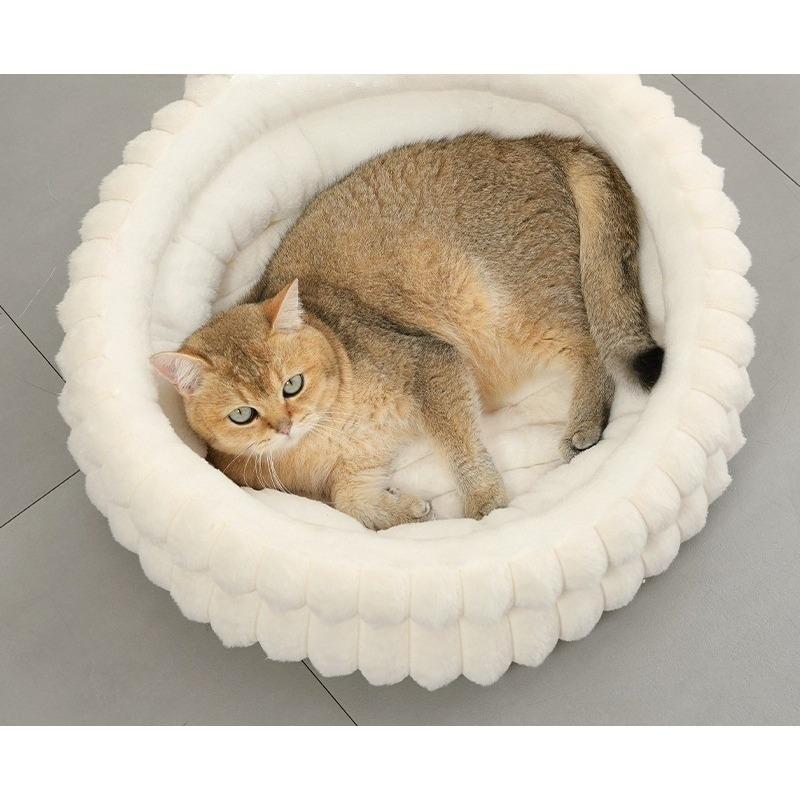 New Detachable Round Pet Bed Thick Warm Waterproof Dog Cat Nest All Season Small Medium Dog House with Removable Cushion