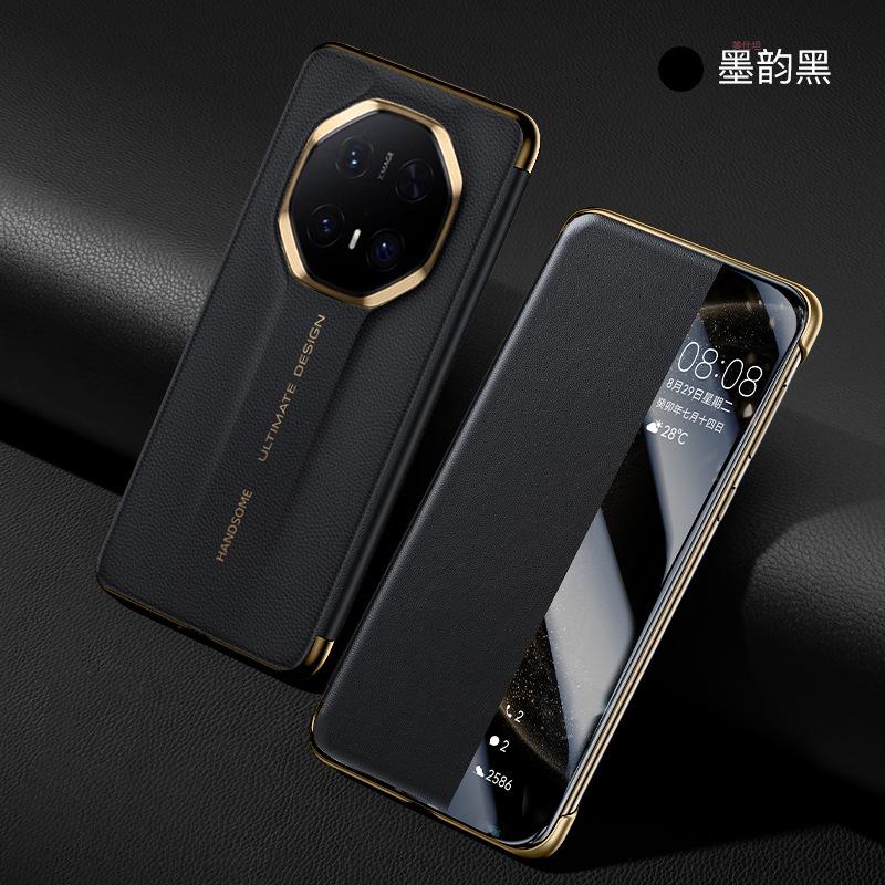 Applicable To Huawei Mate70pro Mobile Phone Case Smart Window Huawei All-inclusive Anti-drop M70 High-end Business Leather Case