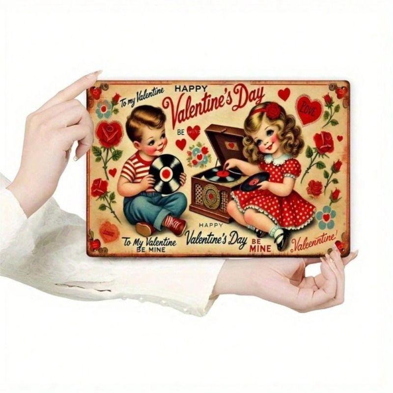 Metal Wall Art Decor, Romantic Vintage Tin Sign for Living Room, Valentine Day Gift Be Mine