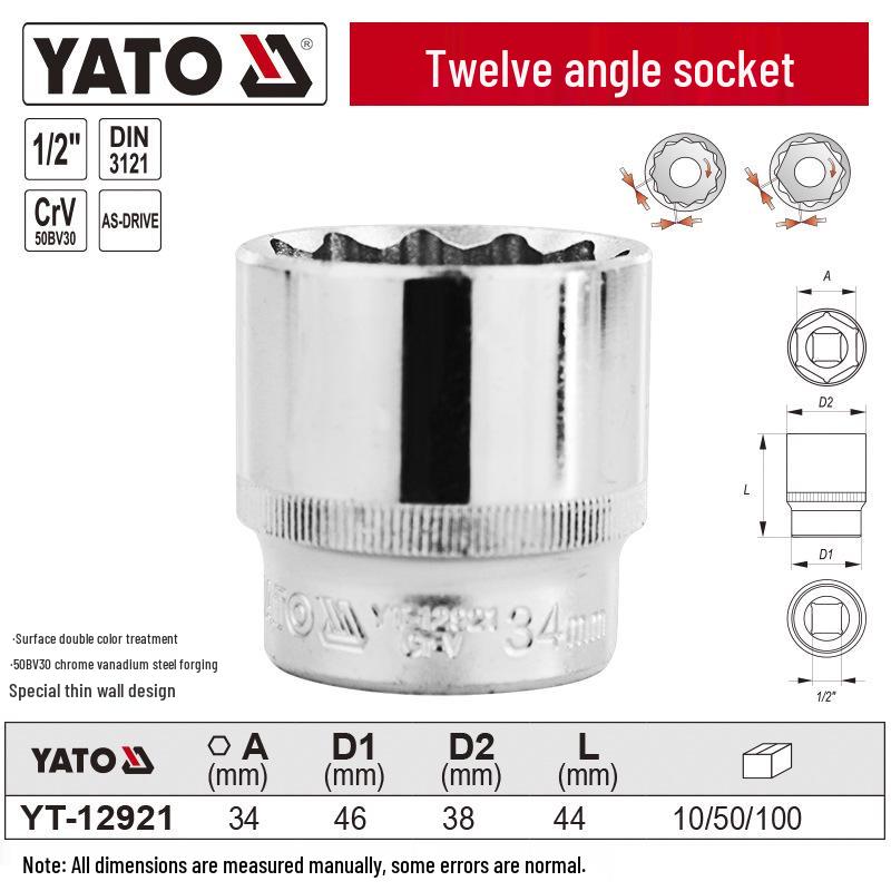 YATO 1/2" 12,5mm Kurzer 12-Kant-Steckschlüssel