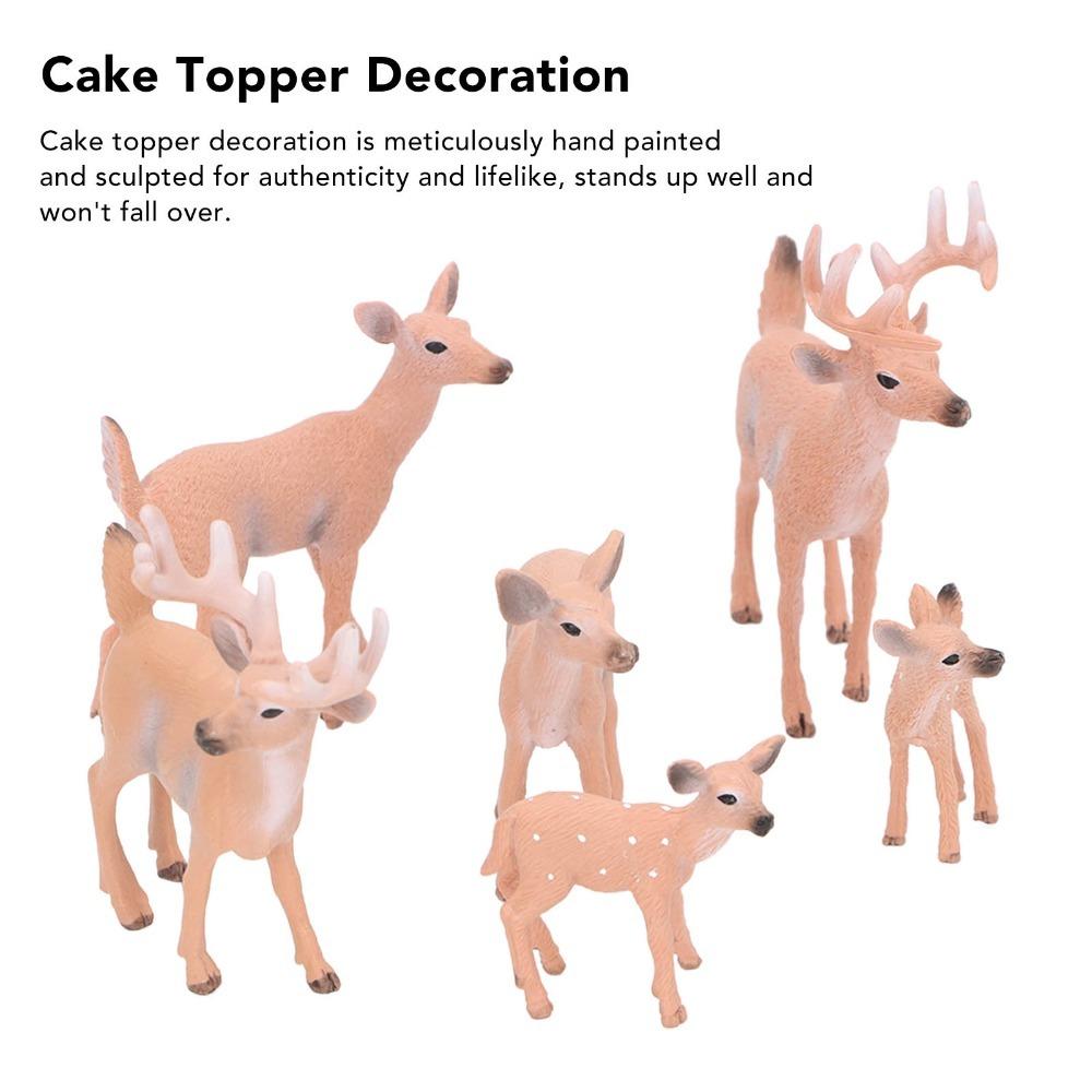 6pcs Topper Decoration Deer Cake Topper Small Woodland Animal Figurines Christmas Scene