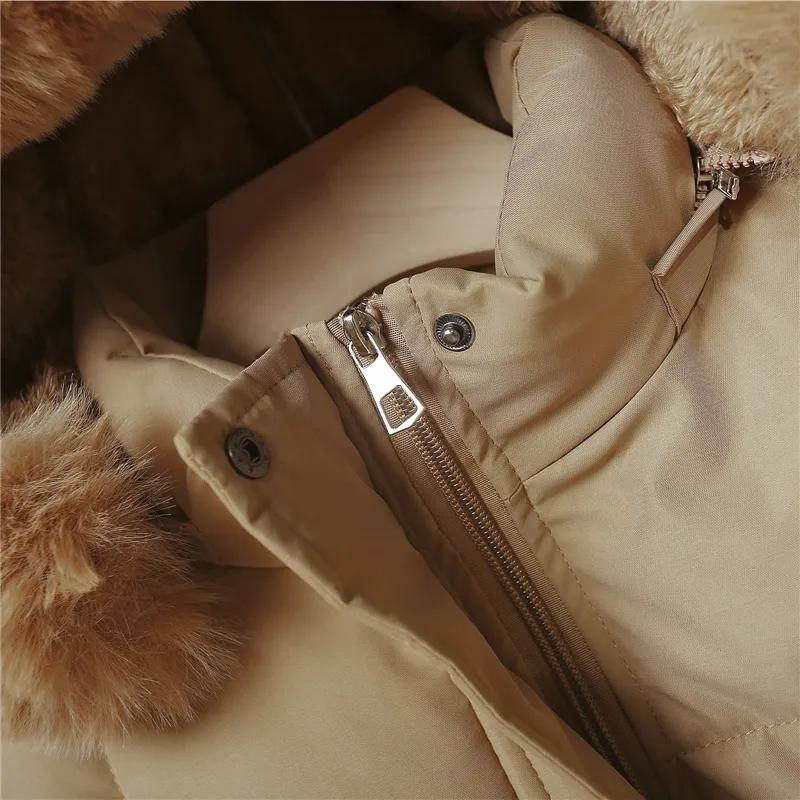 Women's Winter Short Parkas Clothes Add Velvet Thicken Outerwear Fur Collar Removable Hooded Coats Warm Jackets