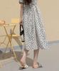 Ppaeppae Square Neck Floral Puff Sleeve Short Sleeve Long Dress